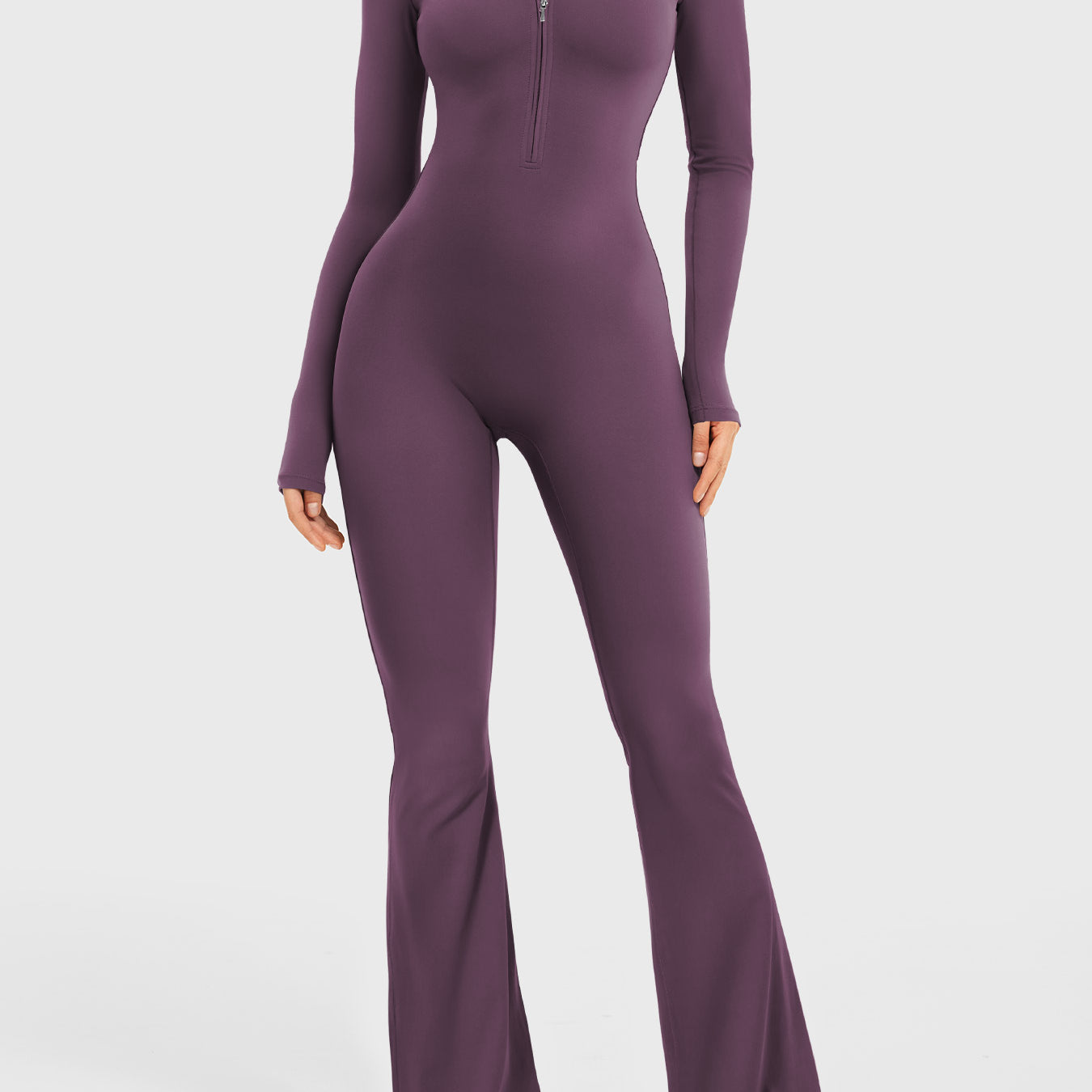 Yeoreo Belle Long Sleeve Zipper Flared Jumpsuit