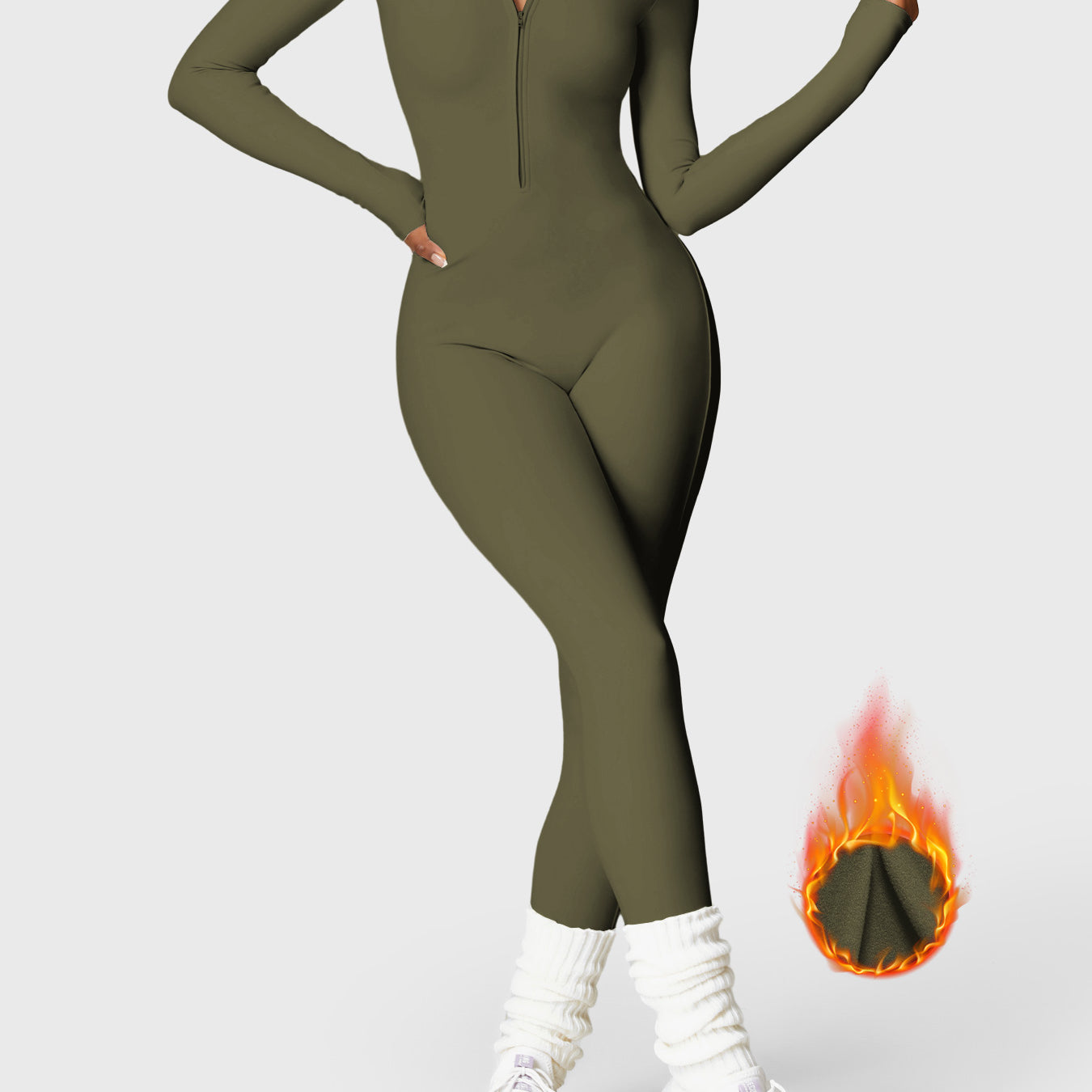 Yeoreo Belle Fleece Long Sleeve Zipper Jumpsuit