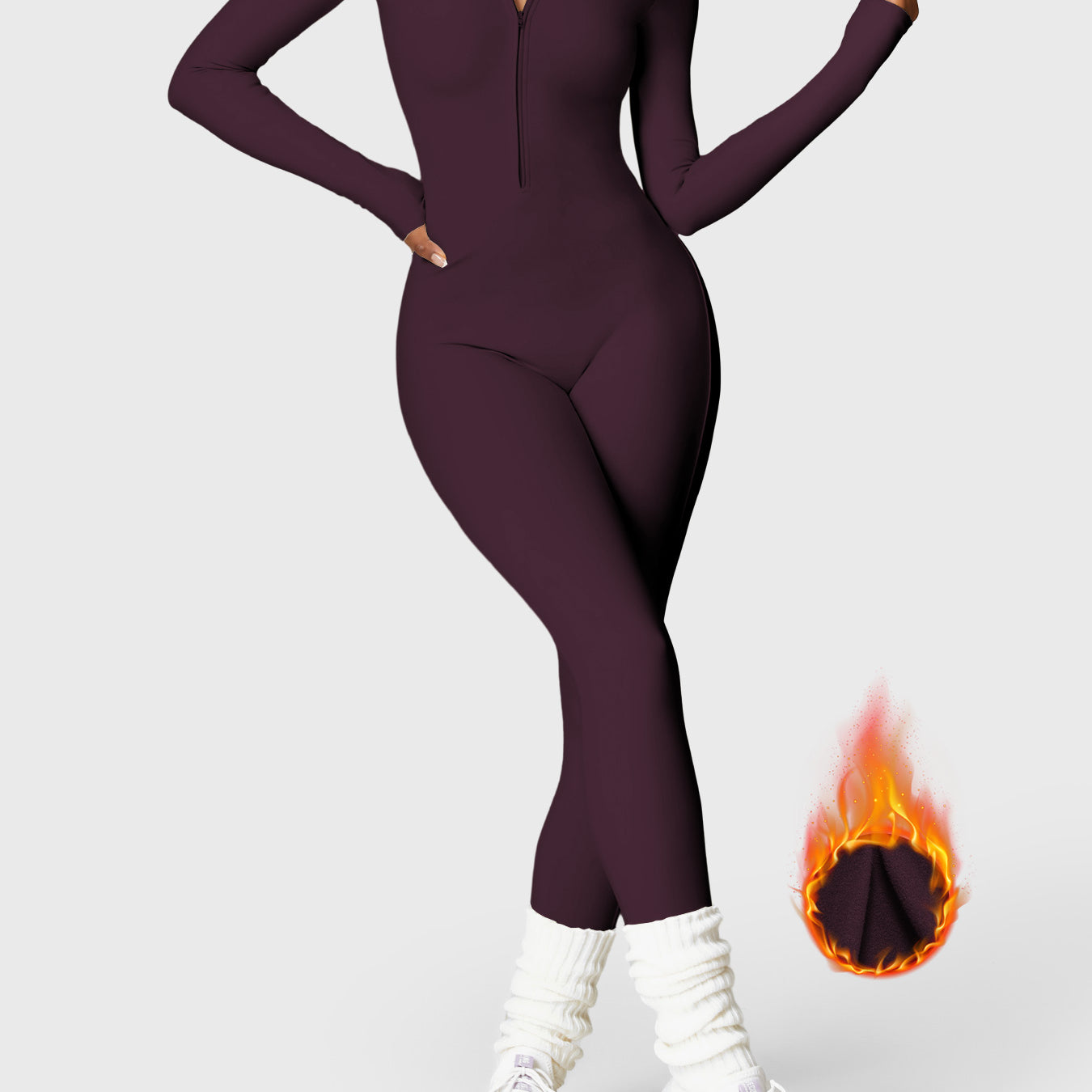 Yeoreo Belle Fleece Long Sleeve Zipper Jumpsuit