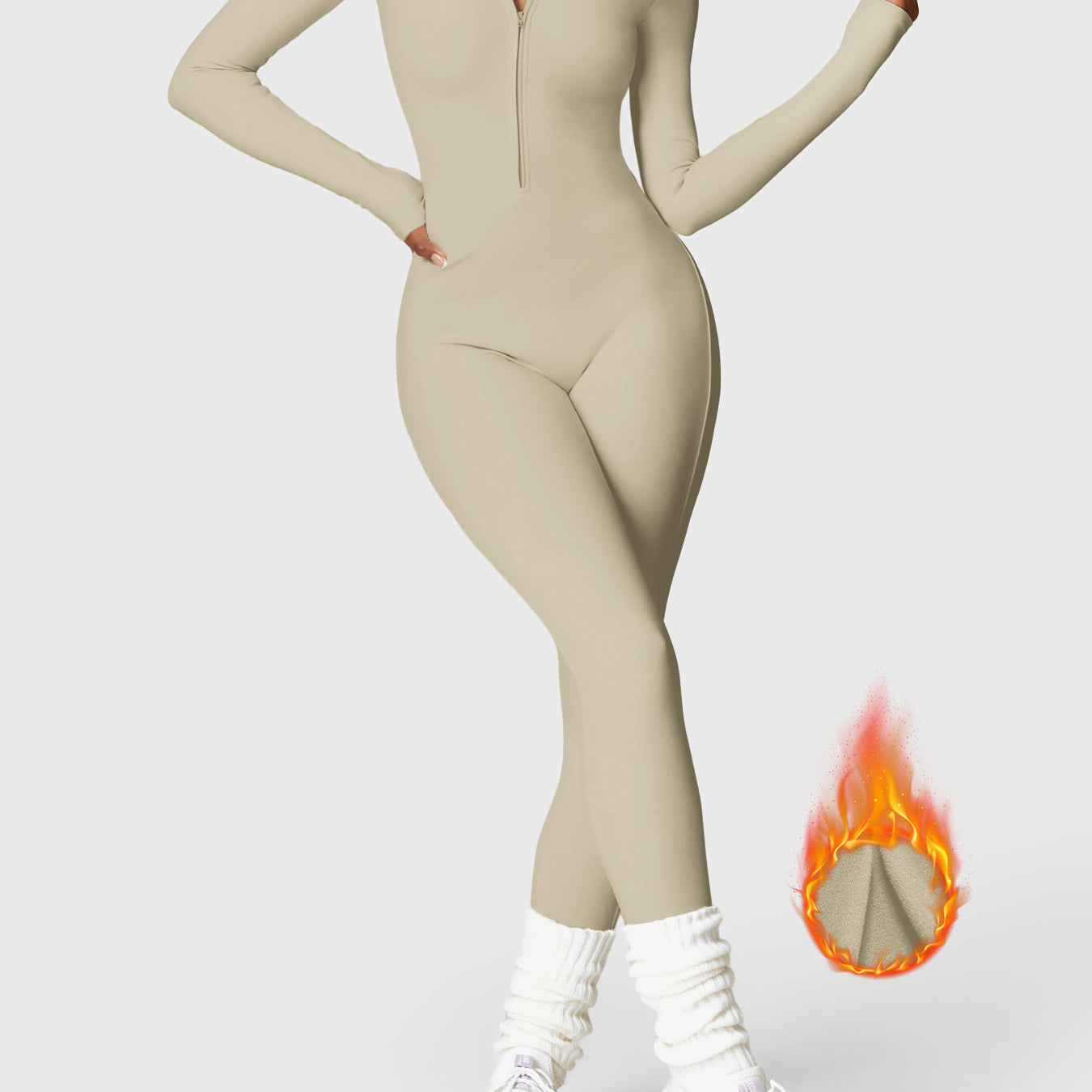 Yeoreo Belle Fleece Long Sleeve Zipper Jumpsuit