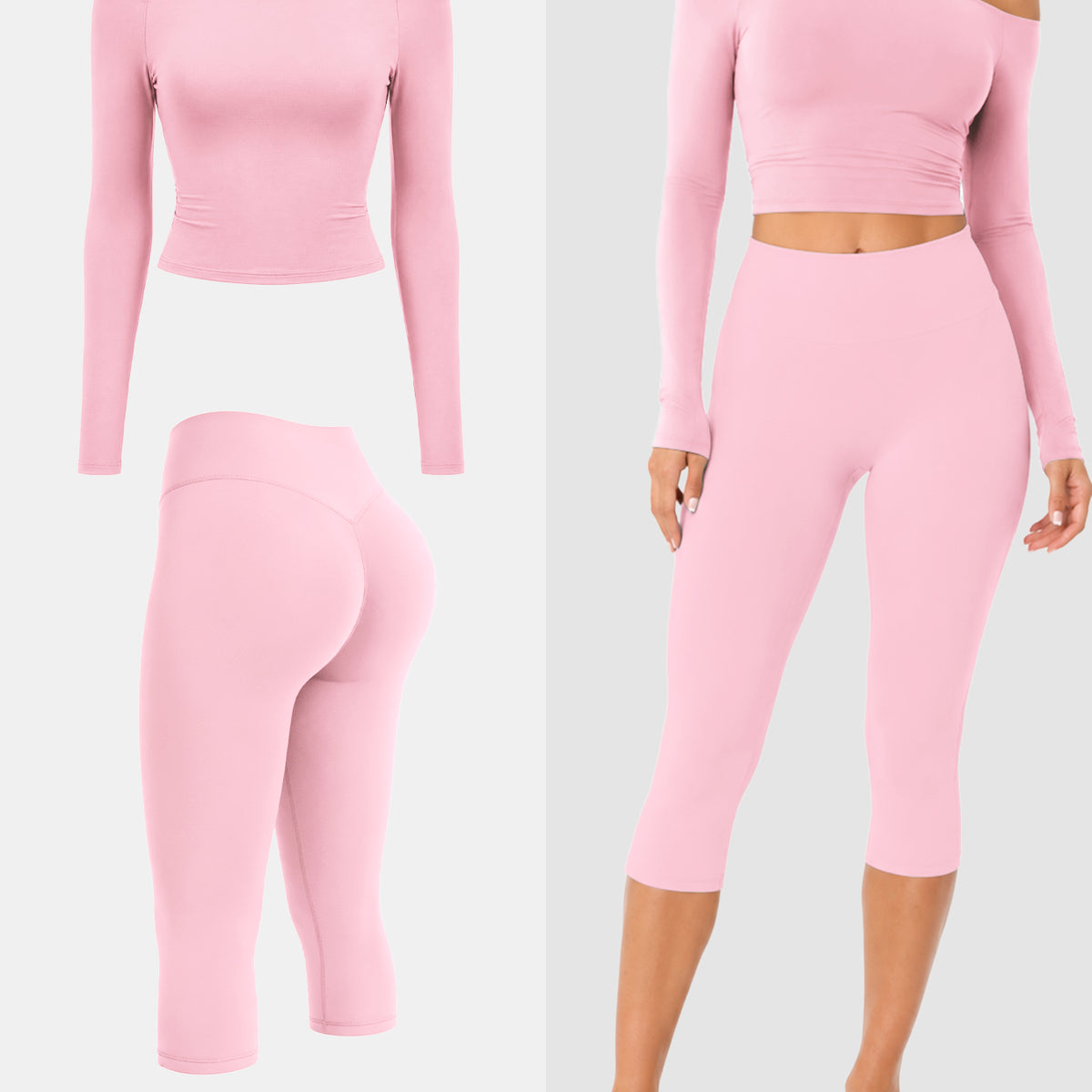 Yeoreo Ease Y2K Off-Shoulder Capri Leggings Set