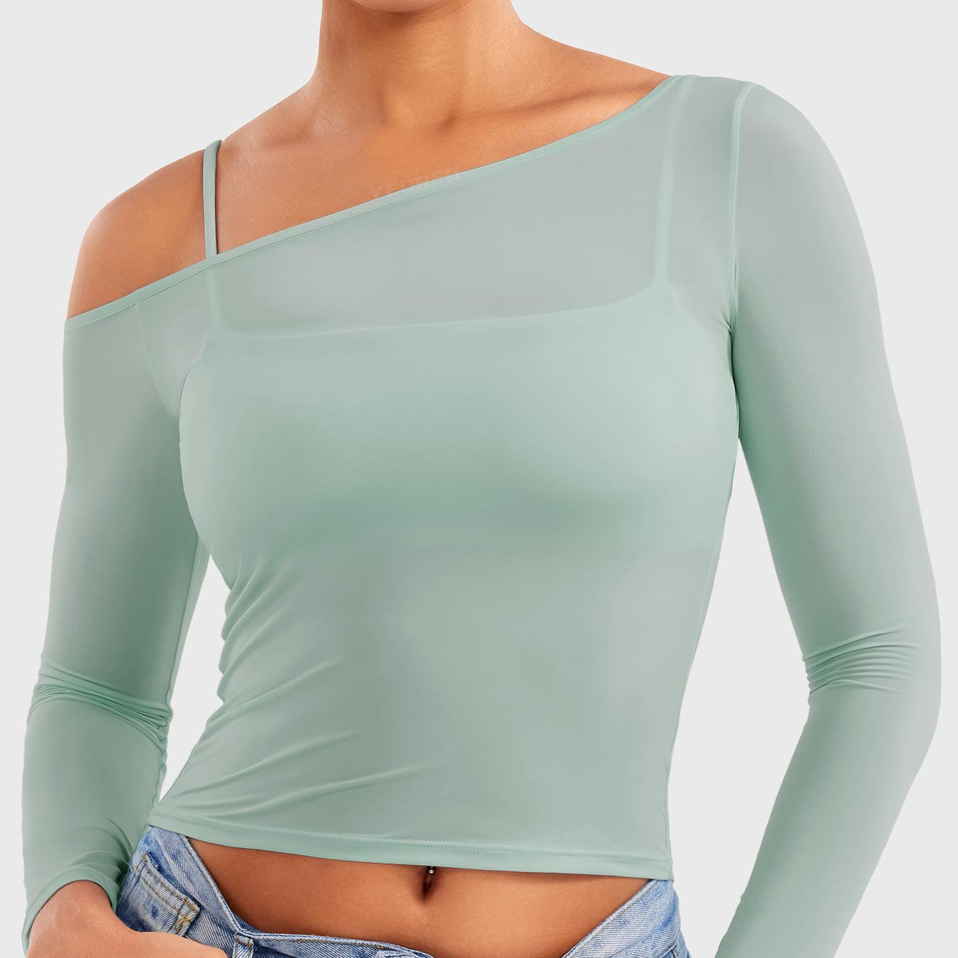 Yeoreo Fairen One Shoulder Sheer Top