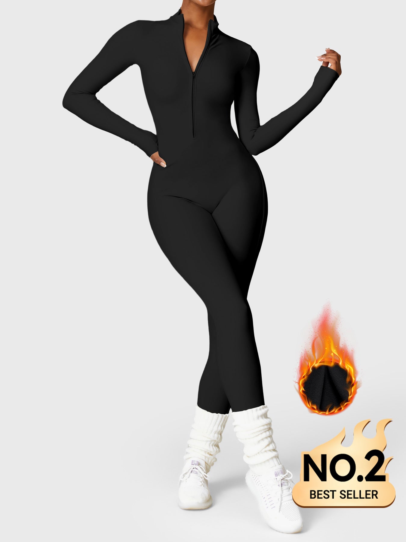 Yeoreo Belle Fleece Long Sleeve Zipper Jumpsuit