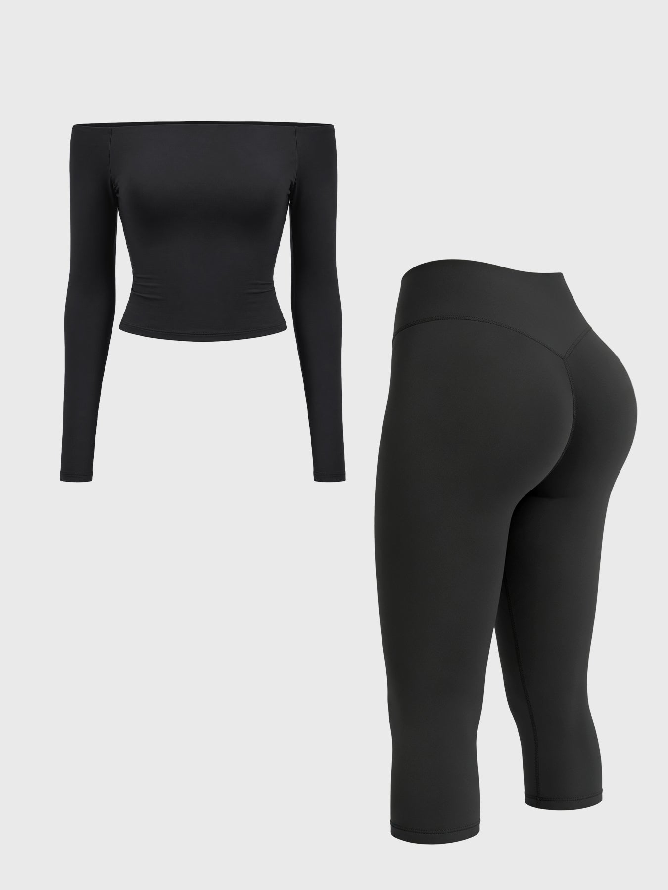Yeoreo Ease Y2K Off-Shoulder Capri Leggings Set