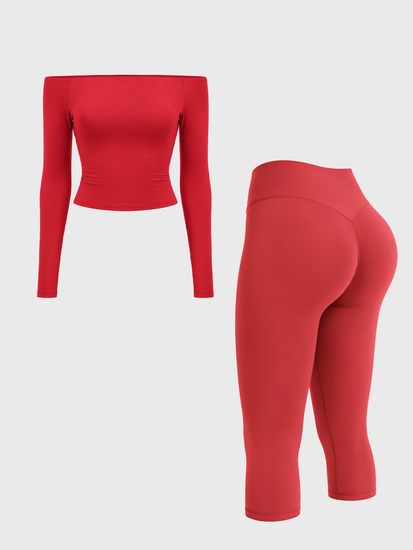 Yeoreo Ease Y2K Off-Shoulder Capri Leggings Set