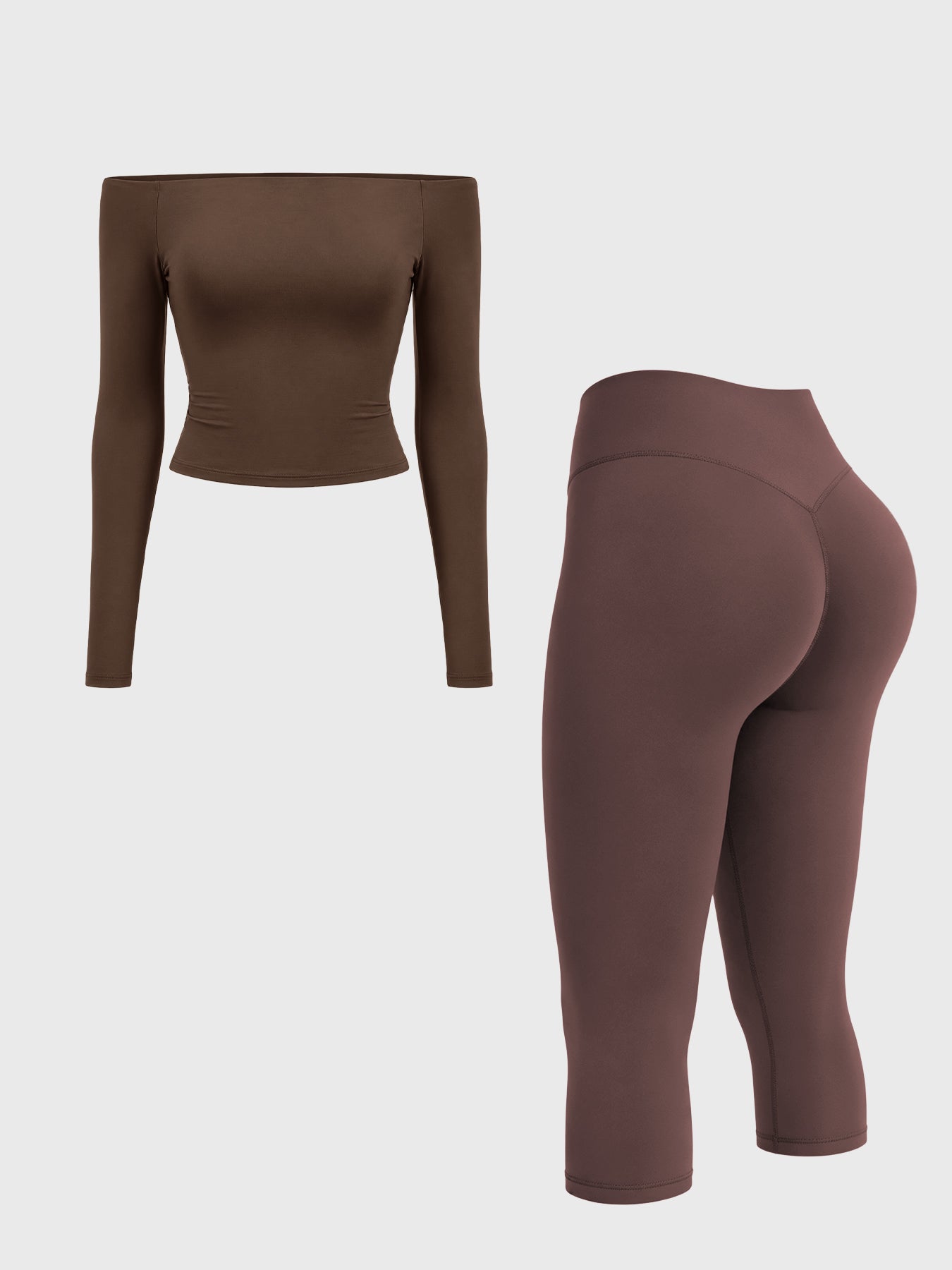 Yeoreo Ease Y2K Off-Shoulder Capri Leggings Set