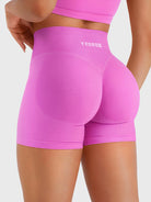 Flower Powder Baderiy 4.5" seamless shorts back angle, soft glute shaping with natural lifting effect