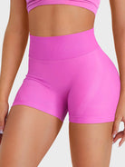 Flower Powder Baderiy 4.5" seamless shorts front view, high-rise waistband offering core support without front seam