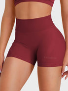 Scarlett Red Baderiy 4.5" seamless shorts front angle, high-waisted waistband with tummy control and no front seam