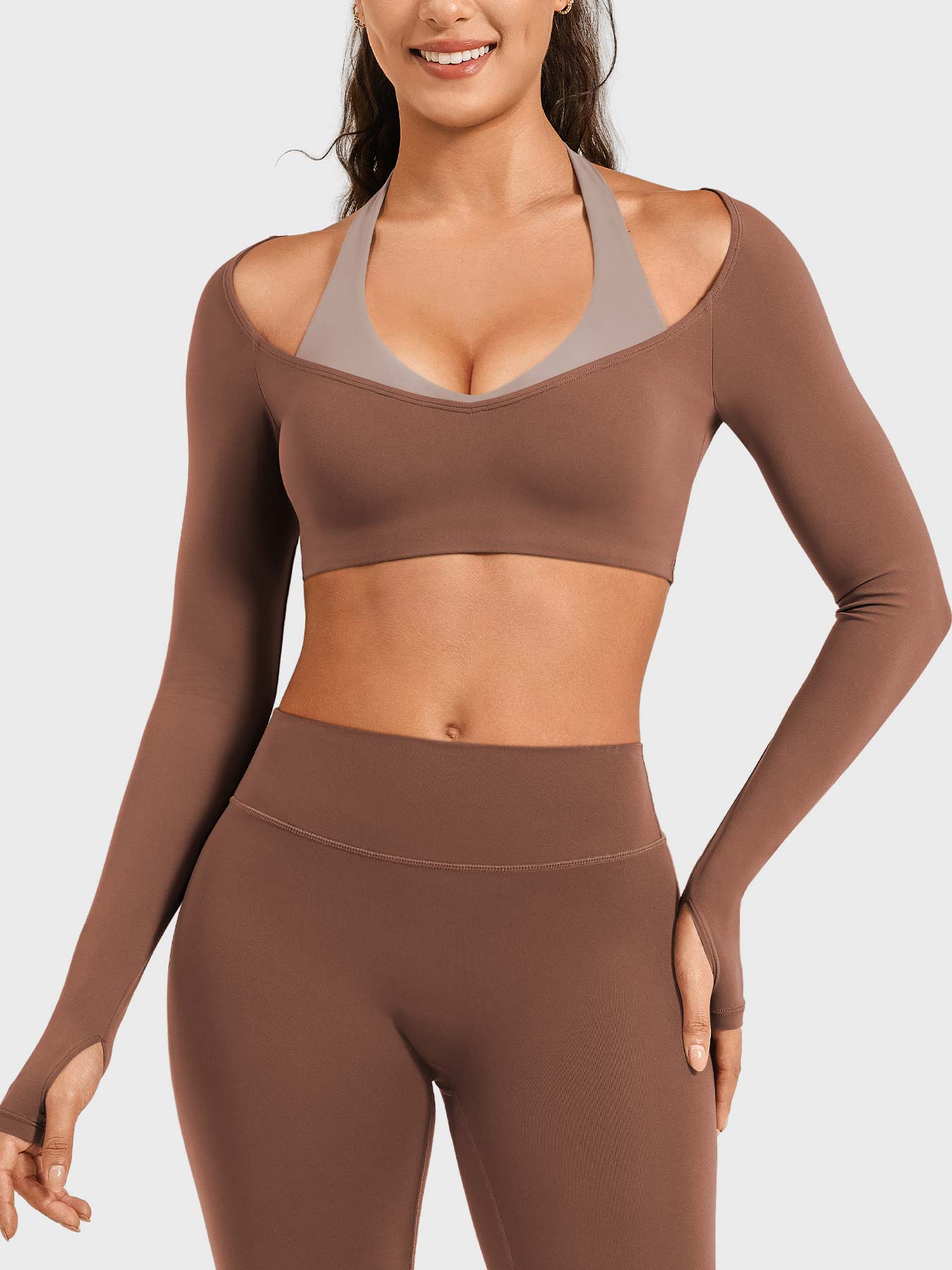 Yeoreo Ease Colorblock Two-Piece Crop Top Set