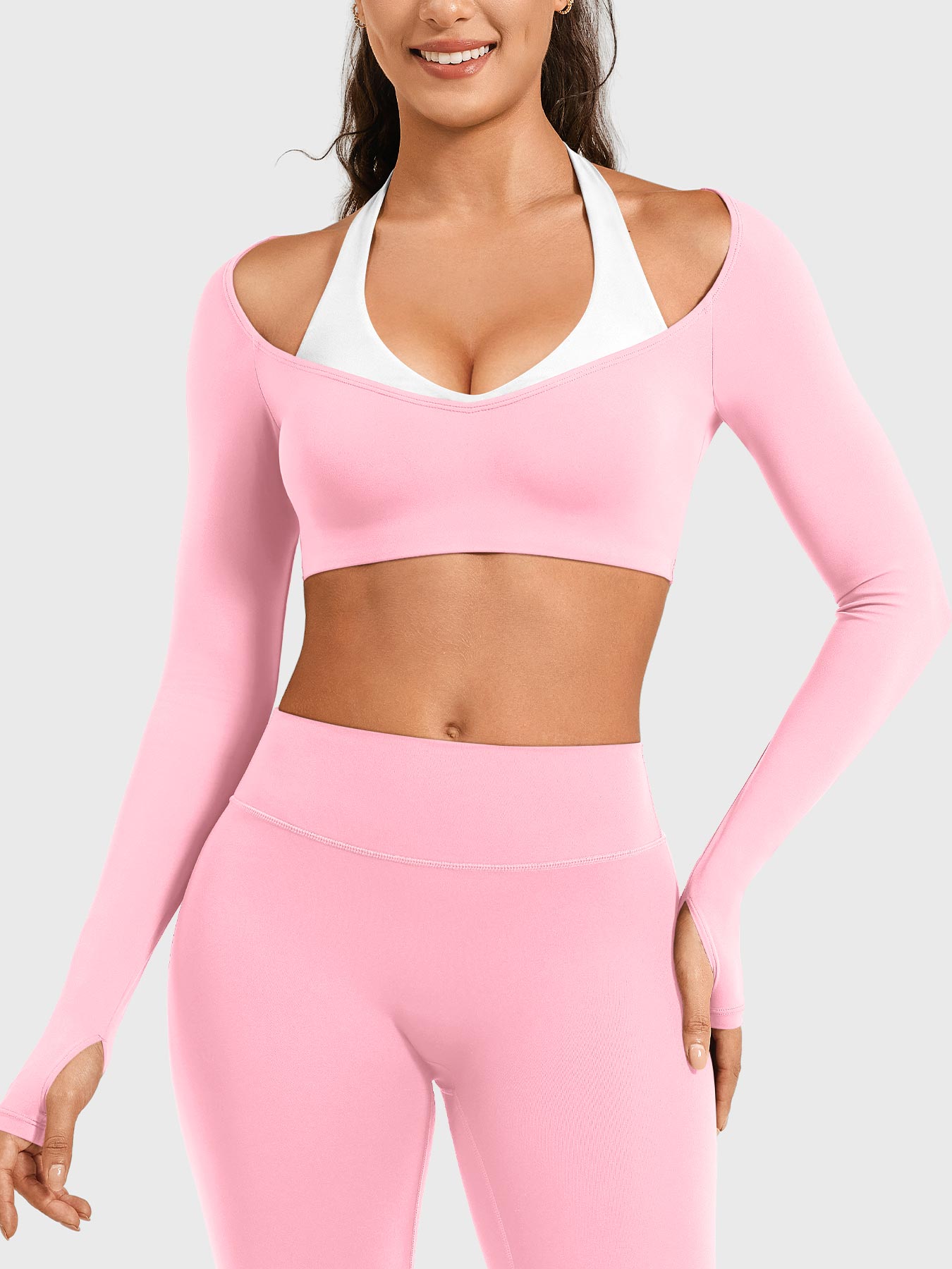 Yeoreo Ease Colorblock Two-Piece Crop Top Set