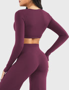 Black Cherry Arleney V-Neck Long Sleeve Top angled front side view
