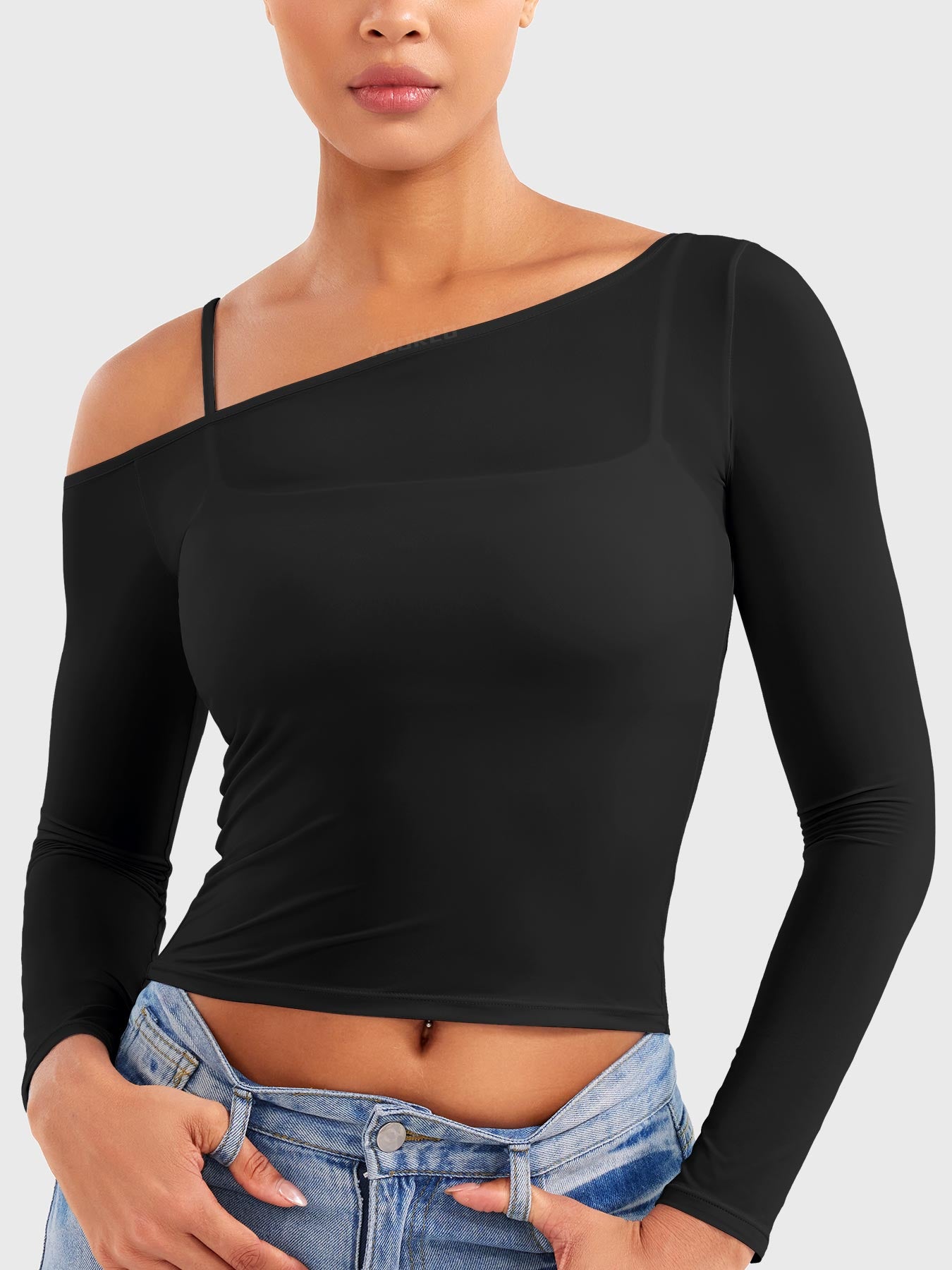 Yeoreo Fairen One Shoulder Sheer Top