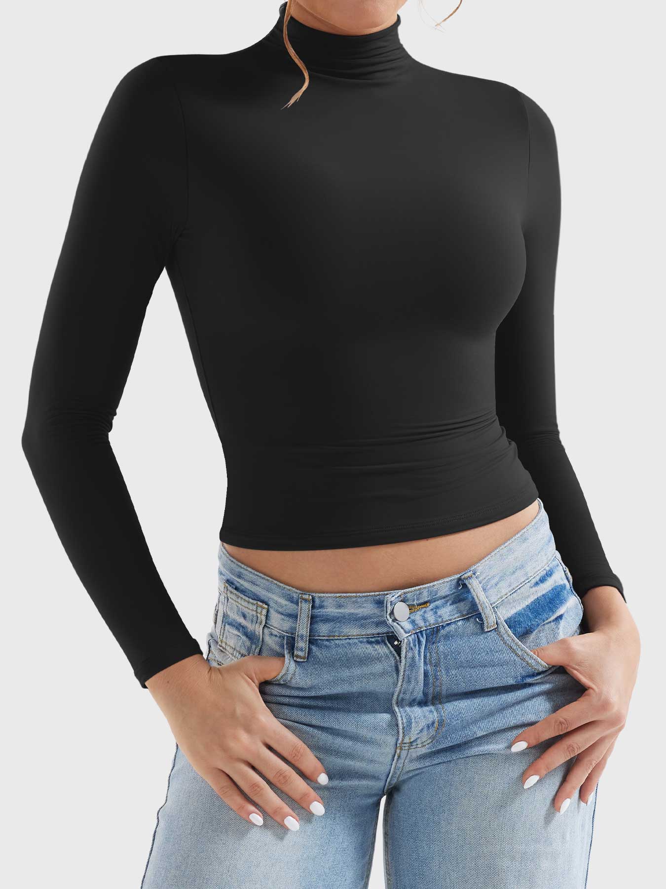 Camisas de manga larga con cuello alto y estampado de sariah de Yeoreo 