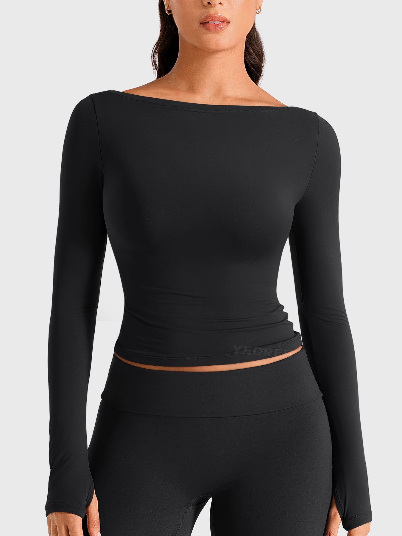 Yeoreo Ease Boat Neck Long Sleeve Top