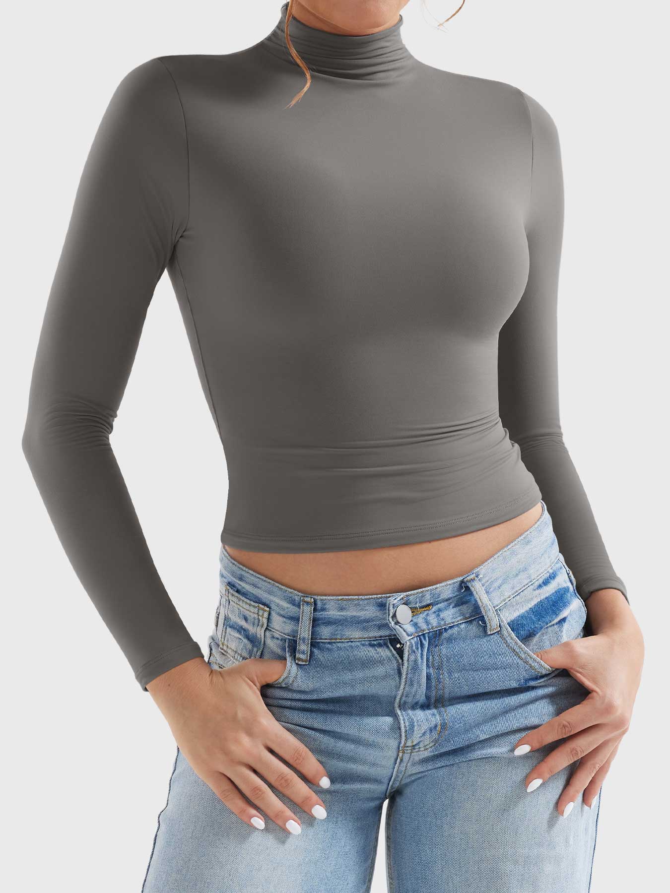 Camisas de manga larga con cuello alto y estampado de sariah de Yeoreo 