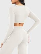 White Arleney V-Neck Long Sleeve Top angled front side view