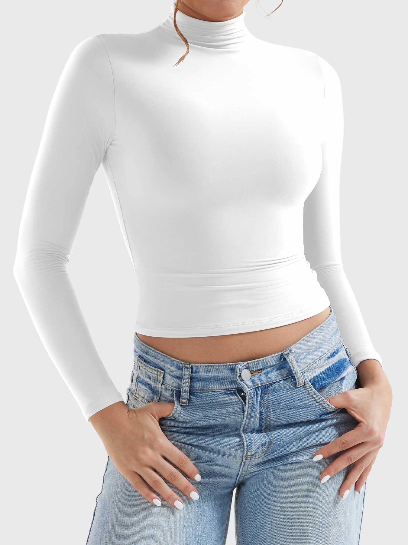 Camisas de manga larga con cuello alto y estampado de sariah de Yeoreo 