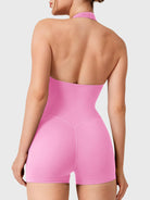 Light Pink Yeoreo Daiane halter romper back view, open back silhouette with V-back shaping and invisible scrunch