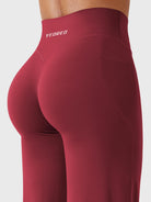 Anchor red straight leg leggings V back waistband detail, smooth and sculpted fit