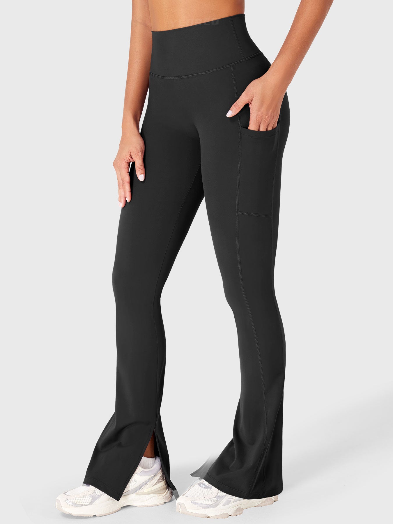 Yeoreo Anilnia Flare Split Hem Leggings with Side Pockets