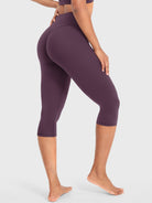 Black Berry Yeoreo Nailly Capri Leggings angled back pose, sculpting silhouette with enhanced glute contour