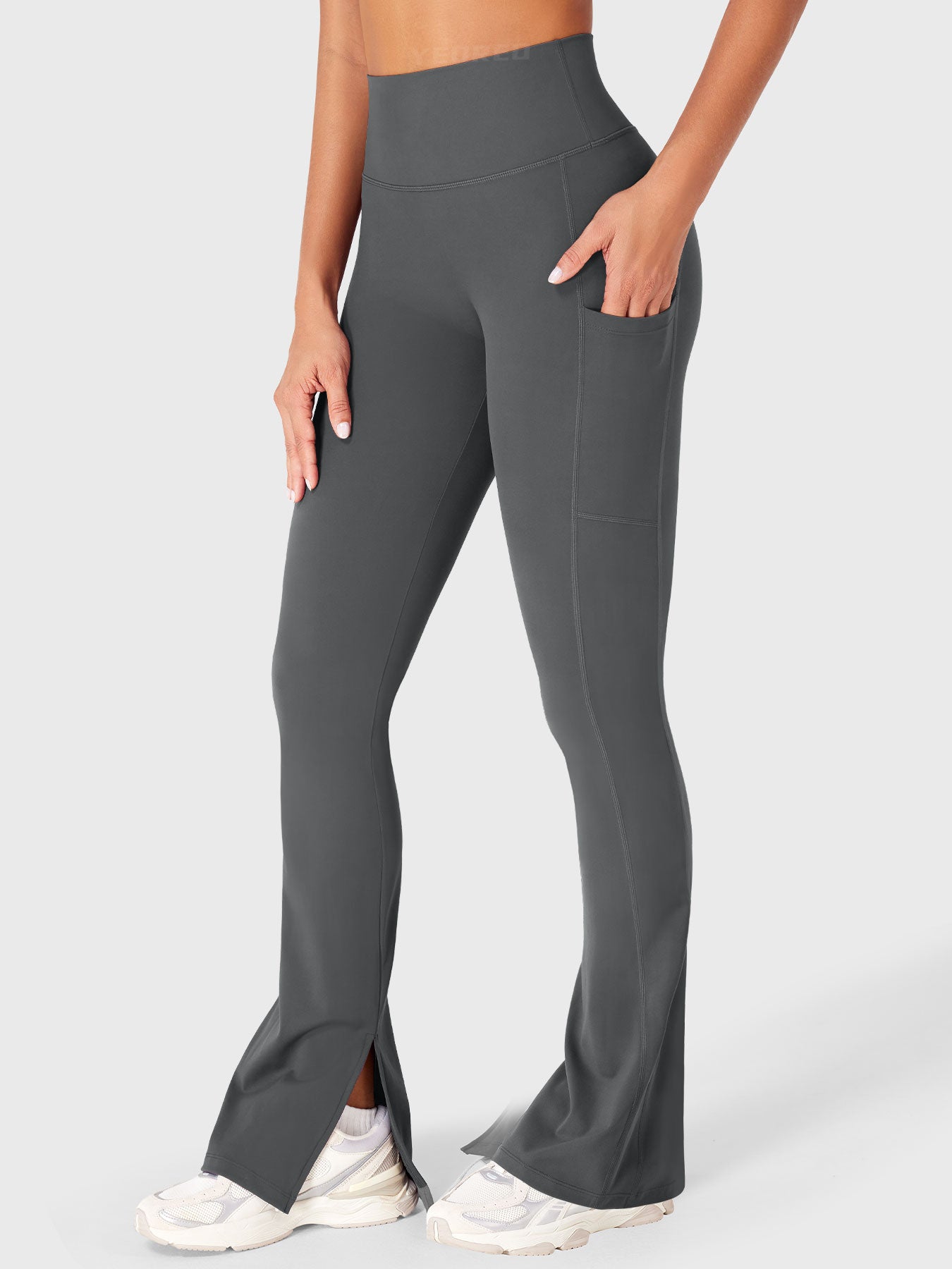 Yeoreo Anilnia Flare Split Hem Leggings with Side Pockets