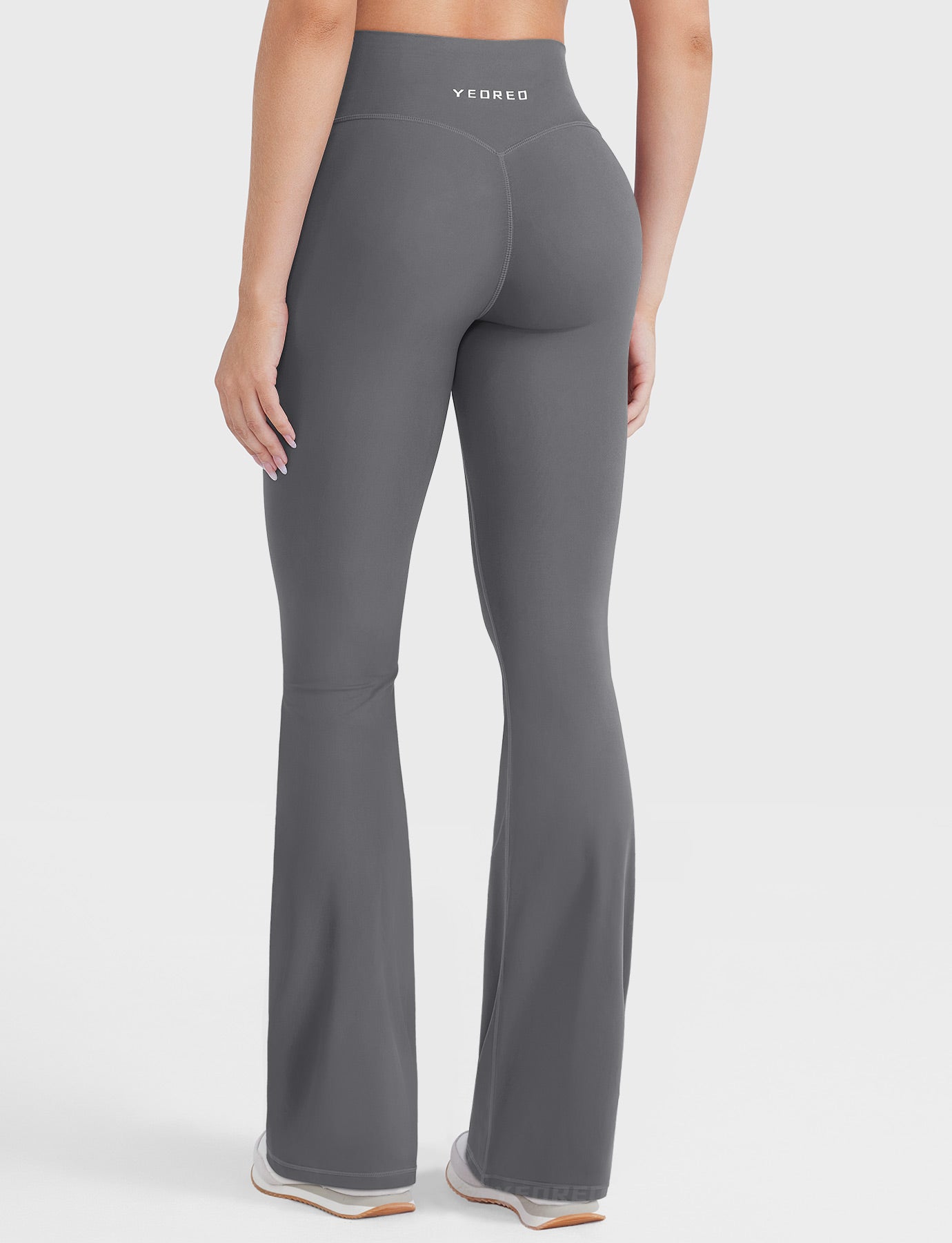 Lara Smoke hidden-scrunch bootcut leggings, back view