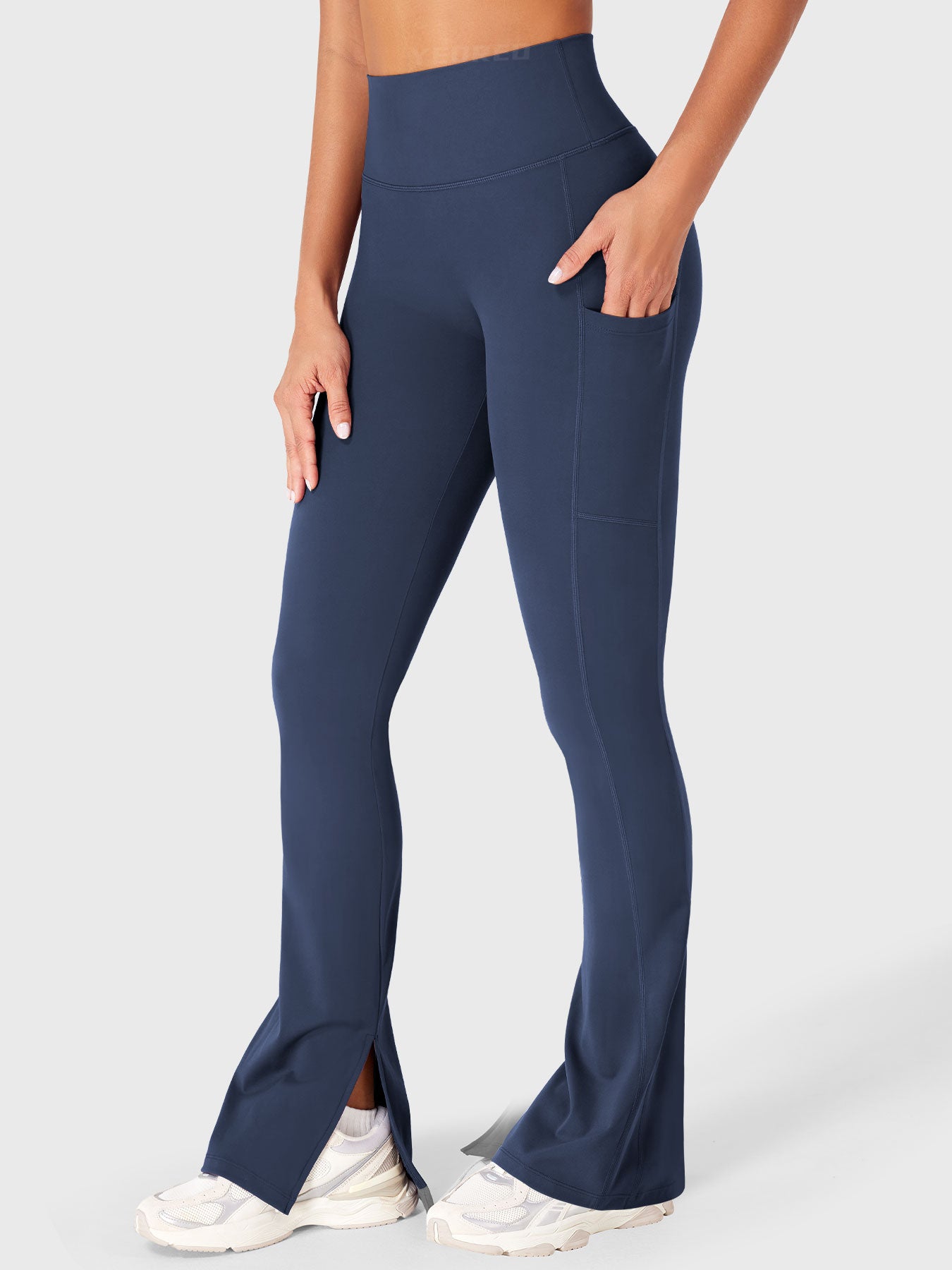 Yeoreo Anilnia Flare Split Hem Leggings with Side Pockets
