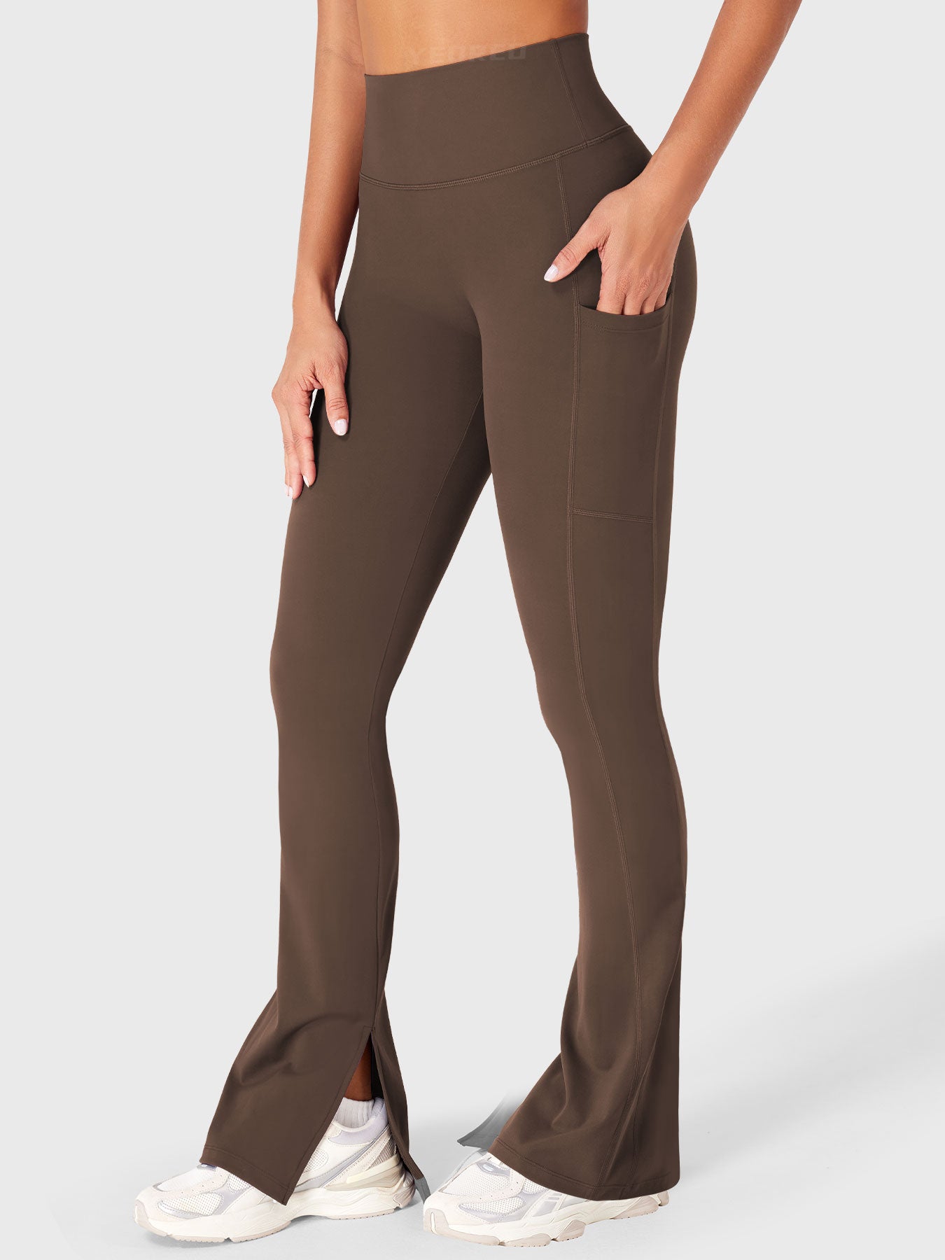 Yeoreo Anilnia Flare Split Hem Leggings with Side Pockets