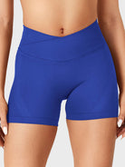 Deep Sea Baderiy 4.5" V-cross waistband seamless shorts front view, high-rise waist creating a defined hourglass silhouette